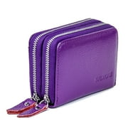 Wallets for Women Genuine Leather Double Zipper RFID Blocking Purse with Coin Pocket