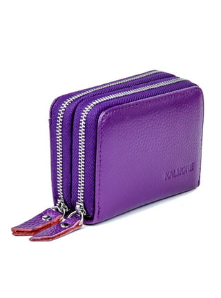 Veki Women's Wallet Double Zipper Pocket Wallets with Wrist Strap, Leather Credit Card Purse for Women Men (Brown)