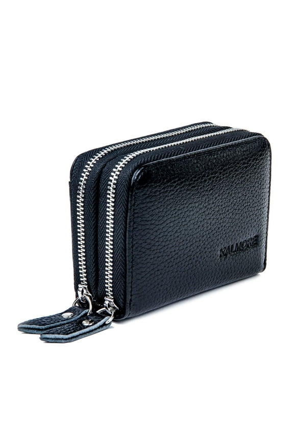 Wallets for Women Genuine Leather Double Zipper RFID Blocking Purse with Coin Pocket