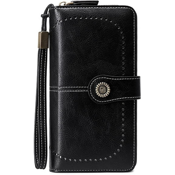 Wallets for Women PU Leather Credit Card Holder with RFID Blocking Large Capacity Wristlet Purse Brown