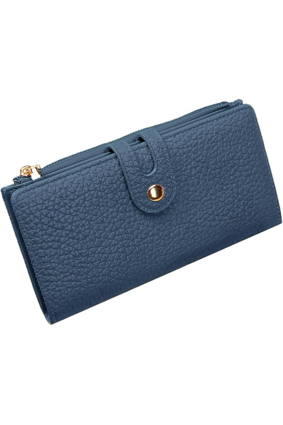 Wallets for Women Slim Leather Credit Card Holder RFID Blocking Bifold Thin Wallet with 4 Clear Windows Zipper Pocket