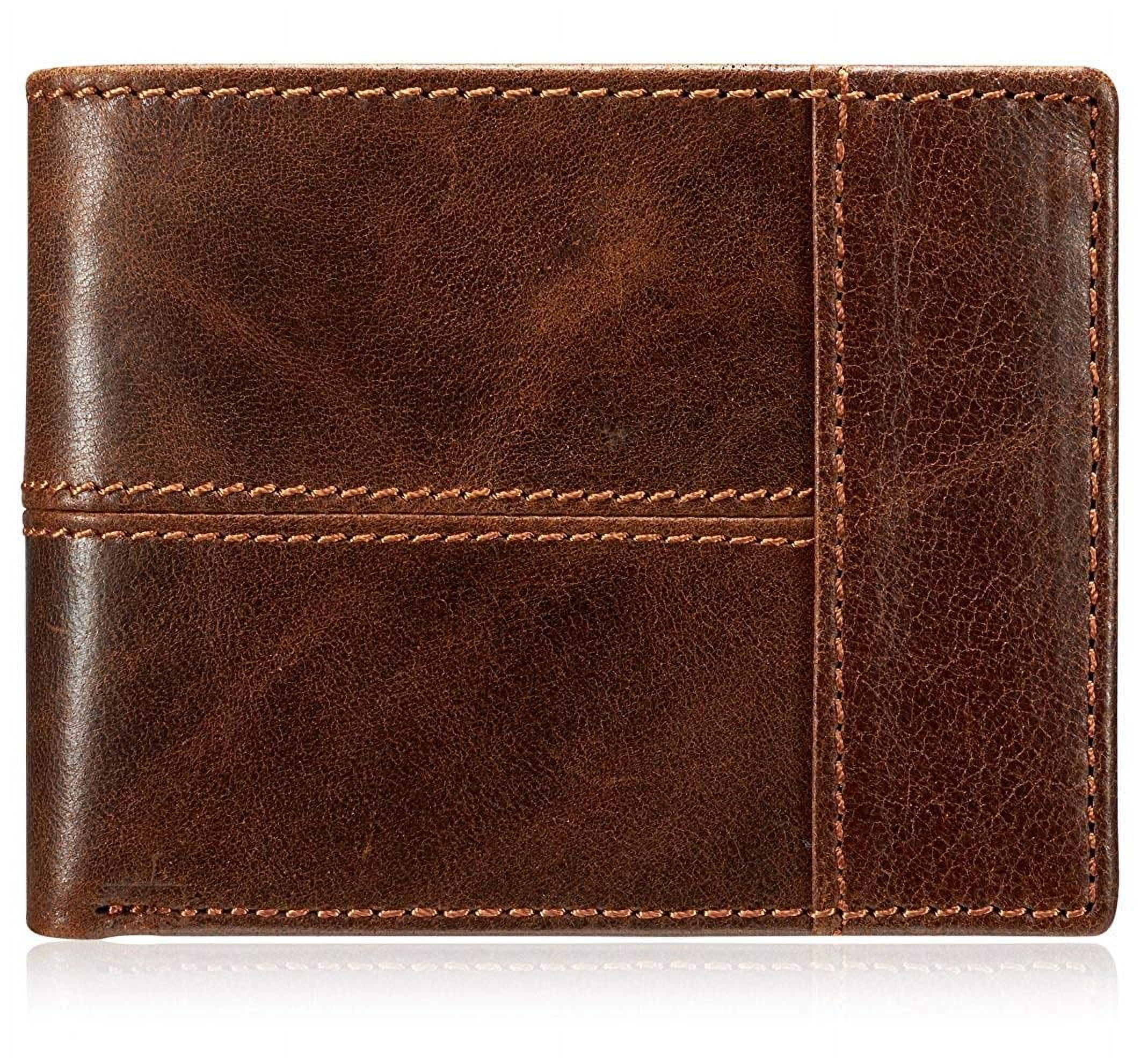 Wallets for women,genuine leather women wallets, Men's Classic Vintage Brown Genuine Premium Leather Handmade Bifold Zipper Card Wallet - image 1 of 7