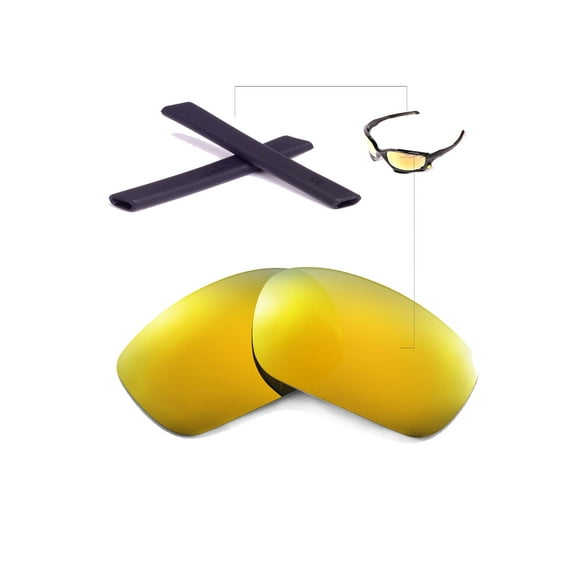 Walleva 24K Gold Polarized Lenses And Black Earsocks For Oakley Jawbone Sunglasses