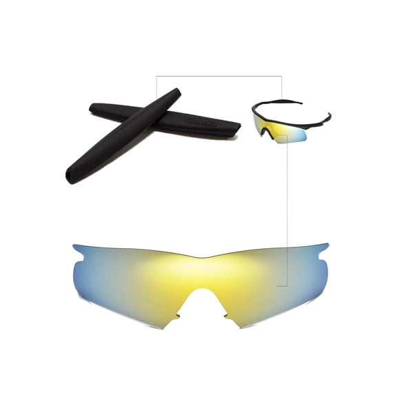 Walleva 24K Gold Polarized Lenses And Black Earsocks For Oakley M Frame Hybrid Sunglasses