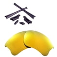 thumbnail image 1 of Walleva 24K Gold Polarized Lenses And Black Rubber Kit For Oakley Flak Jacket XLJ Sunglasses, 1 of 5