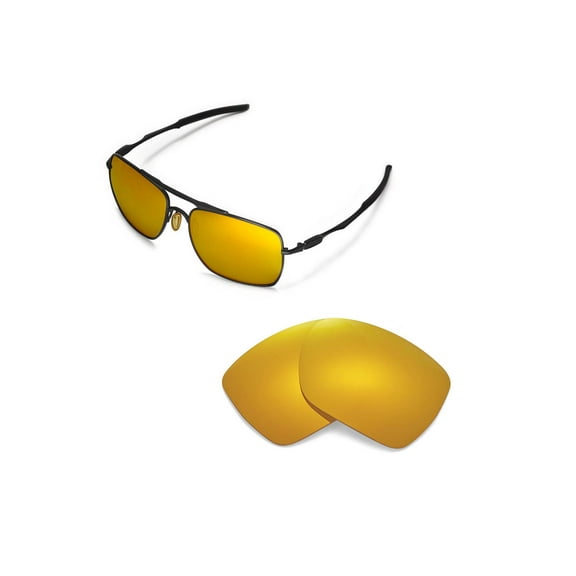 Walleva 24K Gold Polarized Replacement Lenses for Oakley Deviation Sunglasses