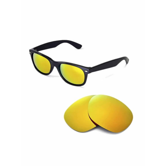 Walleva 24K Gold Polarized Replacement Lenses for Ray-Ban RB2132 55mm Sunglasses