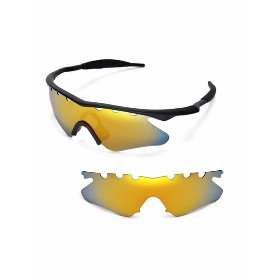 Walleva 24K Gold Polarized Vented Replacement Lenses For Oakley M Frame Heater Sunglasses