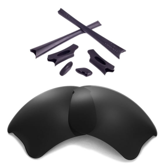Walleva Black Polarized Lenses And Black Rubber Kit For Oakley Flak Jacket XLJ Sunglasses