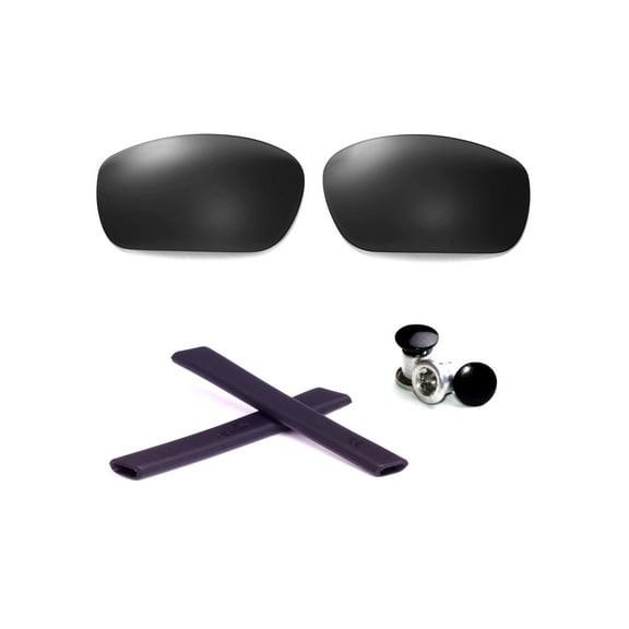 Walleva Black Polarized Lenses Black Earsocks Black Bolts For Oakley Racing Jacket Sunglasses