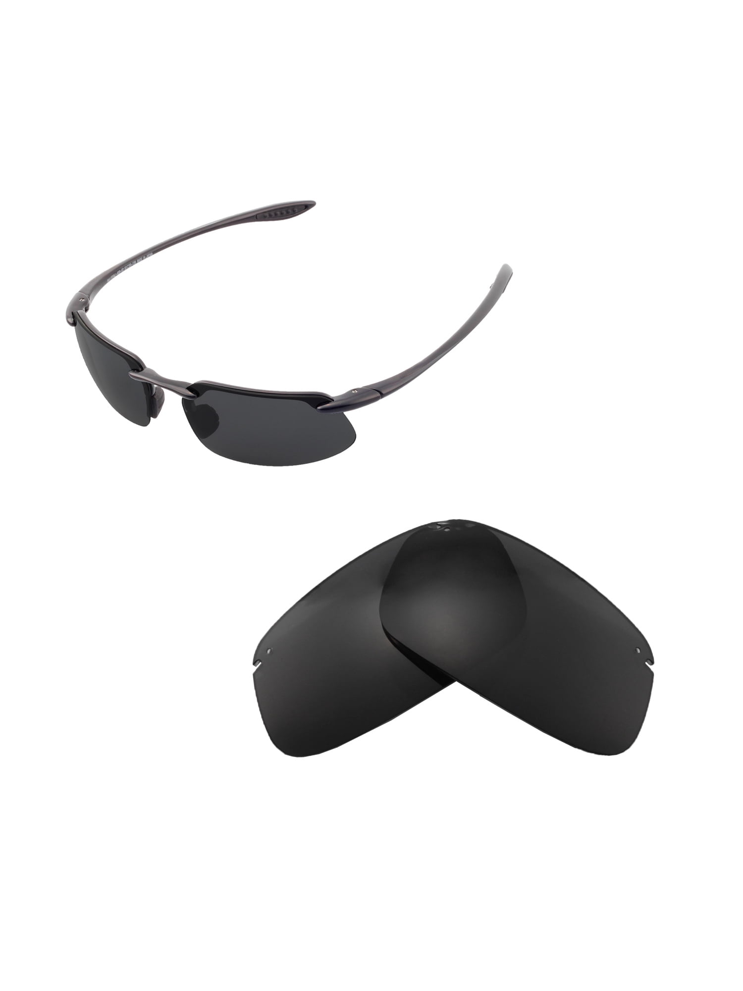 Walleva Black Polarized Replacement Lenses for Maui Jim Kanaha