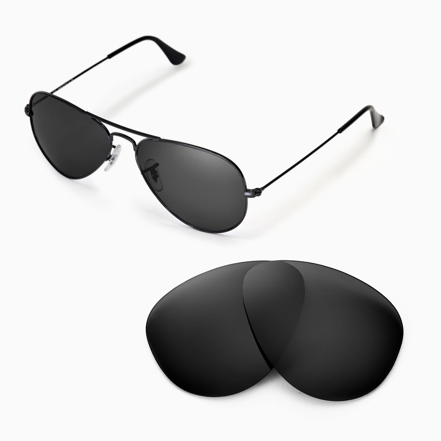 Replacement Lenses Ray Ban Aviator Rb3025 55mm Walleva Black