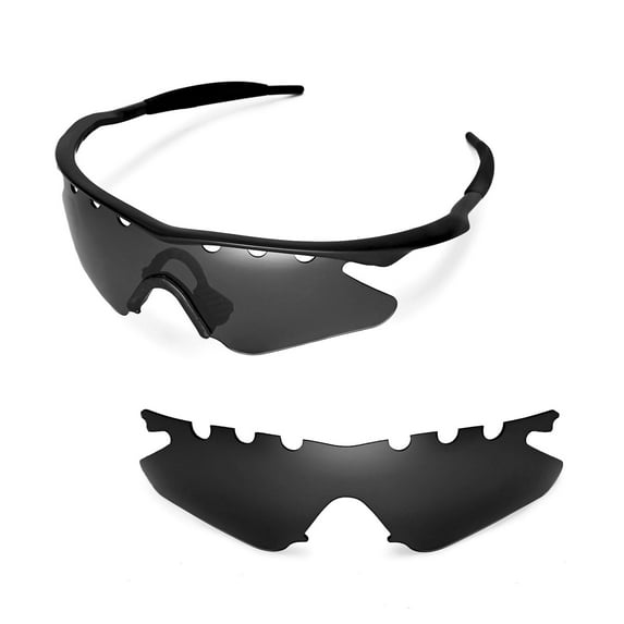 Walleva Black Vented Replacement Lenses for Oakley M Frame Heater Sunglasses