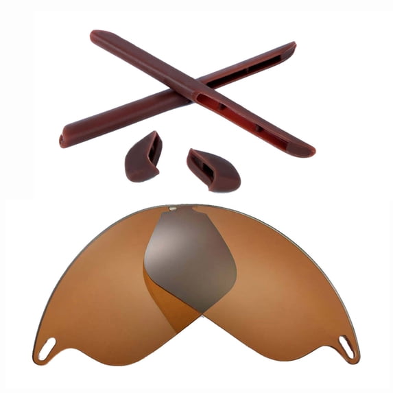 Walleva Brown Polarized Lenses And Brown Rubber Kit For Oakley Fast Jacket OO9097 Sunglasses
