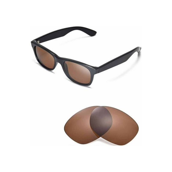 Walleva Brown Polarized Replacement Lenses for Ray-Ban RB2132 52mm Sunglasses