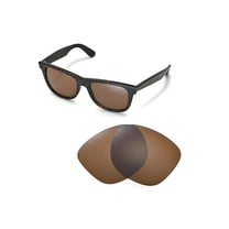 Walleva Brown Polarized Replacement Lenses for Ray-Ban RB2140 54mm Sunglasses