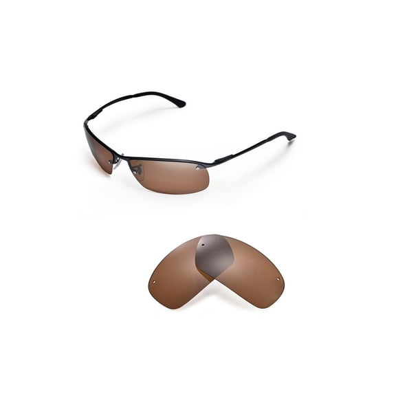 Walleva Brown Polarized Replacement Lenses for Ray-Ban RB3183 63mm Sunglasses