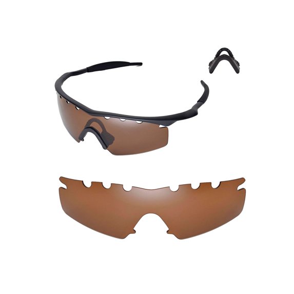 Walleva Brown Polarized Vented Replacement Lenses And Black Nosepad For Oakley M Frame Strike Sunglasses
