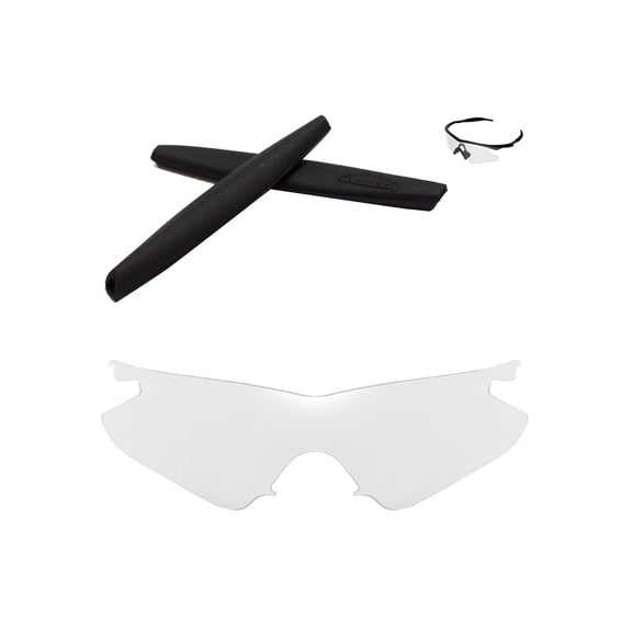 Walleva Clear Replacement Lenses And Black Earsocks For Oakley M Frame Heater Sunglasses