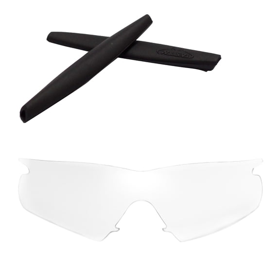 Walleva Clear Replacement Lenses And Black Earsocks For Oakley M Frame Hybrid Sunglasses
