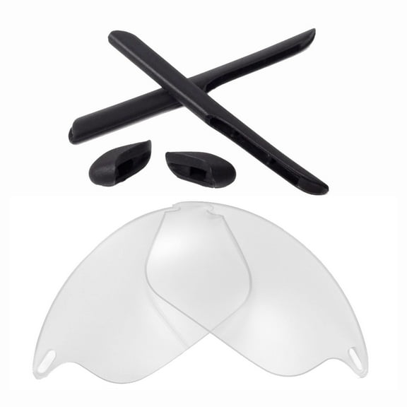 Walleva Clear Replacement Lenses And Black Rubber Kit for Oakley Fast Jacket OO9097 Sunglasses