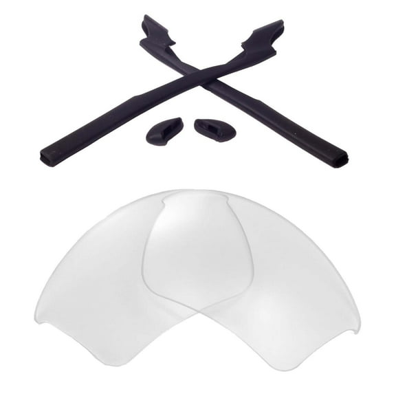 Walleva Clear Replacement Lenses And Black Rubber Kit for Oakley Half Jacket 2.0 XL Sunglasses