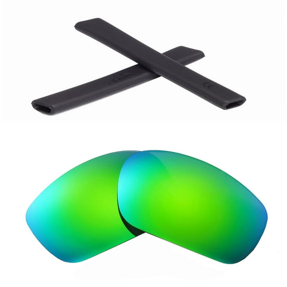 Walleva Emerald Polarized Lenses And Black Earsocks For Oakley Racing Jacket Sunglasses