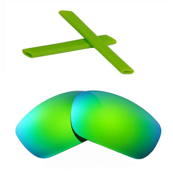 Walleva Emerald Polarized Lenses And Green Earsocks For Oakley Jawbone Sunglasses