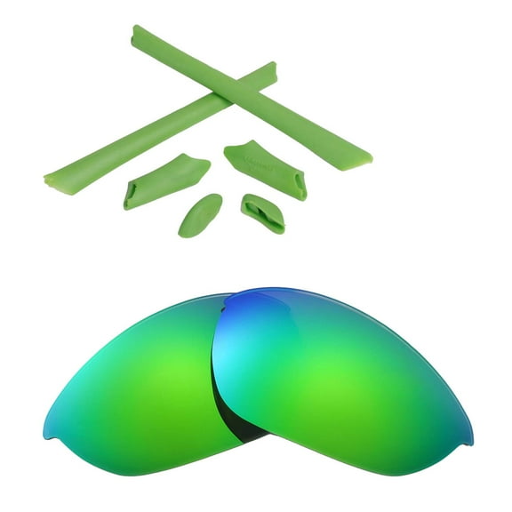 Walleva Emerald Polarized Lenses And Green Rubber Kit For Oakley Half Jacket Sunglasses
