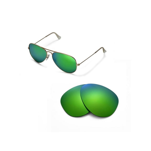 Walleva Emerald Polarized Replacement Lenses for Ray-Ban Aviator Large Metal RB3025 58mm Sunglasses