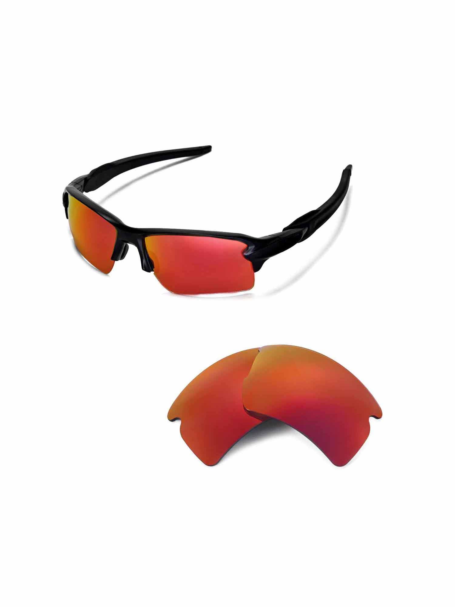 Walleva Fire Red Polarized Replacement Lenses for Oakley Flak 2.0 