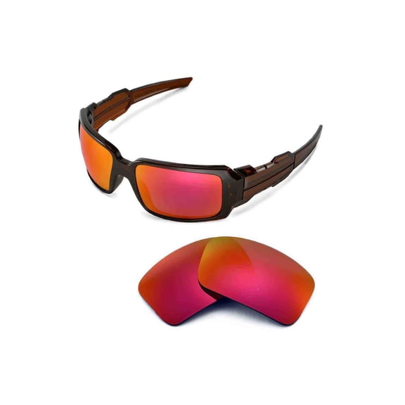 Walleva Fire Red Polarized Replacement Lenses for Oakley Oil Drum II Sunglasses