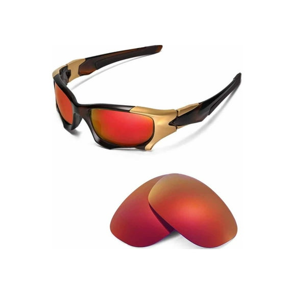 Walleva Fire Red Polarized Replacement Lenses for Oakley PIT BOSS II Sunglasses