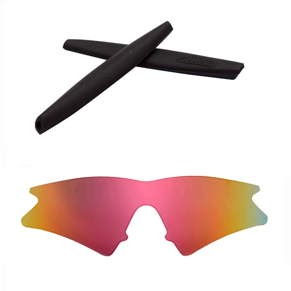 Walleva Fire Red Replacement Lenses And Black Earsocks For Oakley M Frame Sweep Sunglasses