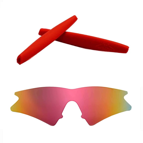 Walleva Fire Red Replacement Lenses And Red Earsocks For Oakley M Frame Sweep Sunglasses