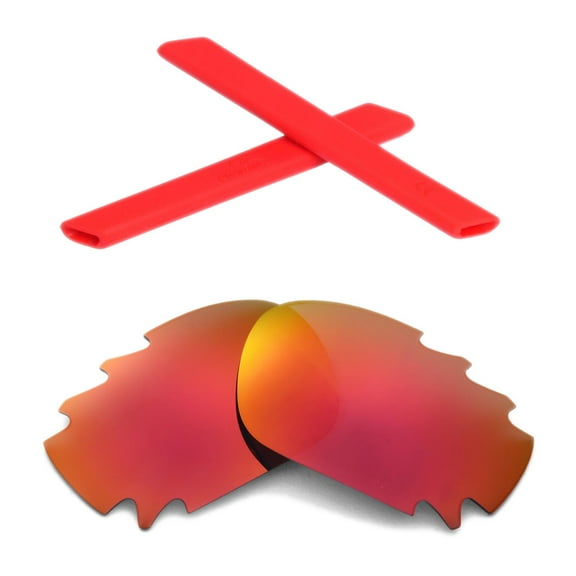Walleva Fire Red Polarized Vented Lenses And Red Earsocks For Oakley Jawbone Sunglasses