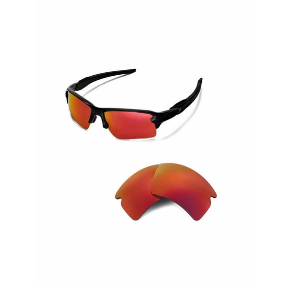 Walleva Fire Red Replacement Lenses for Oakley Flak 2.0 XL Sunglasses