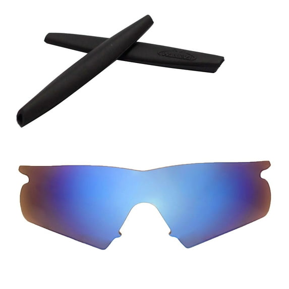 Walleva Ice Blue Mr. Shield Polarized Replacement Lenses And Black Earsocks For Oakley M Frame Hybrid Sunglasses