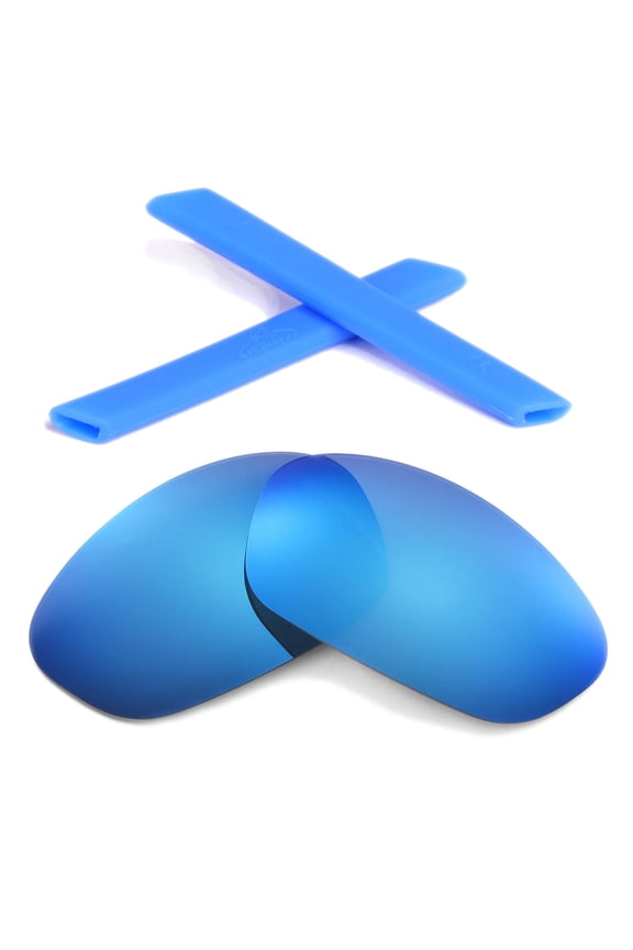 Ice Blue Polarized Lenses And Blue Earsocks For Oakley Straight Jacket Sunglasses