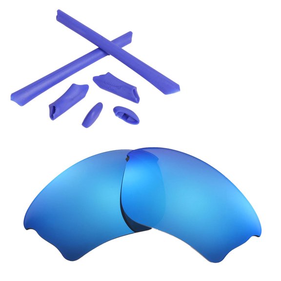 Walleva Ice Blue Polarized Lenses And Blue Rubber Kit For Oakley Half Jacket XLJ Sunglasses