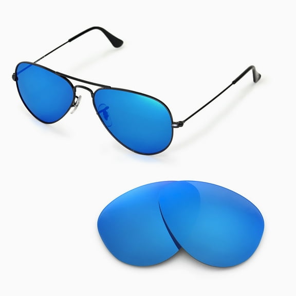 Walleva Ice Blue Polarized Replacement Lenses for Ray-Ban Aviator Large Metal RB3025 55mm Sunglasses