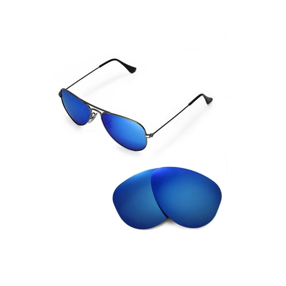 Walleva Ice Blue Polarized Replacement Lenses for Ray-Ban Aviator RB3044 Small Metal 52mm Sunglasses