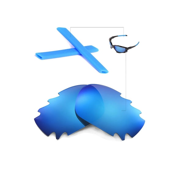 Walleva Ice Blue Polarized Vented Lenses And Blue Earsocks For Oakley Racing Jacket Sunglasses