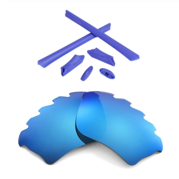 Walleva Ice Blue Polarized Vented Lenses And Blue Rubber Kit For Oakley Half Jacket XLJ Sunglasses