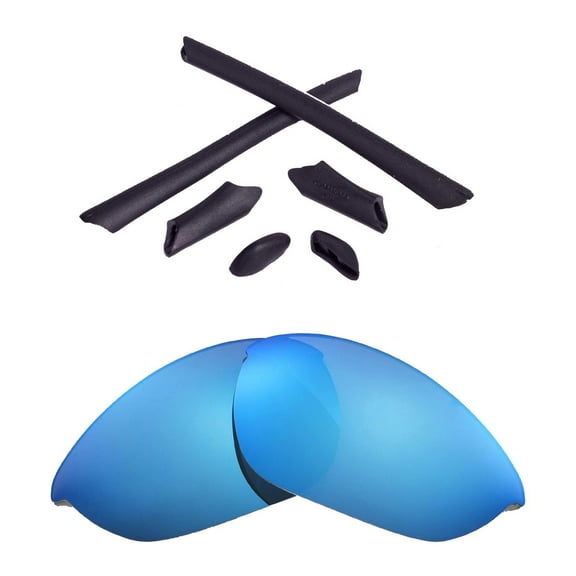 Walleva Ice Blue Replacement Lenses And Black Rubber Kit for Oakley Half Jacket Sunglasses