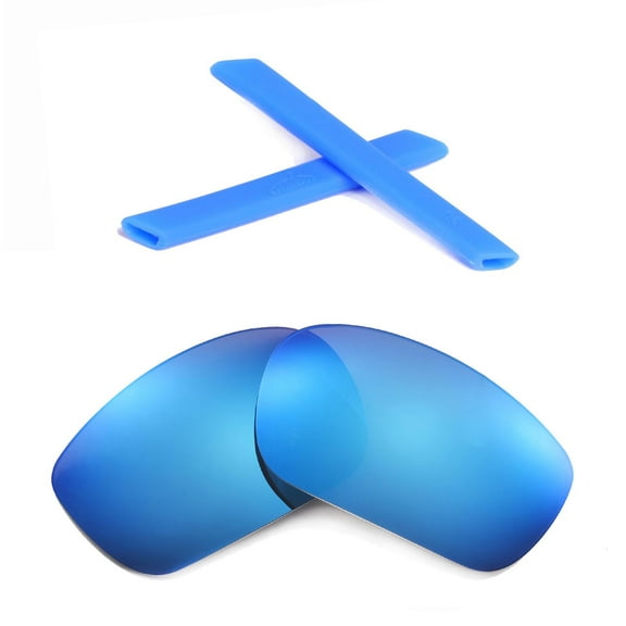 Walleva Ice Blue Replacement Lenses And Blue Earsocks for Oakley Jawbone Sunglasses