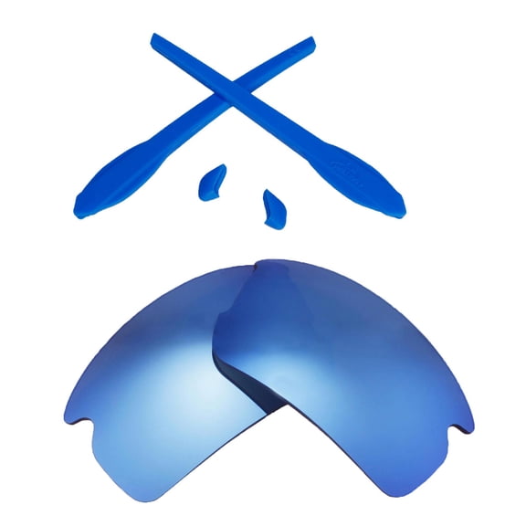 Walleva Ice Blue Replacement Lenses And Blue Rubber Kit for Oakley Flak 2.0 Sunglasses