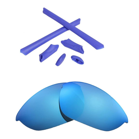 Walleva Ice Blue Replacement Lenses And Blue Rubber Kit for Oakley Half Jacket Sunglasses