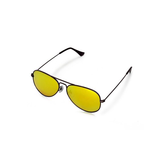 Walleva Pilo Sunglasses With Aluminum Alloy Frame - Multiple Options Available (Bronze Frame + 24K Gold Lenses + Black Rubber)