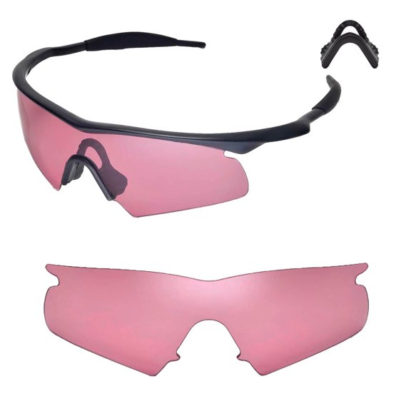 Walleva Pink Replacement Lenses And Black Nosepad For Oakley M Frame Hybrid Sunglasses